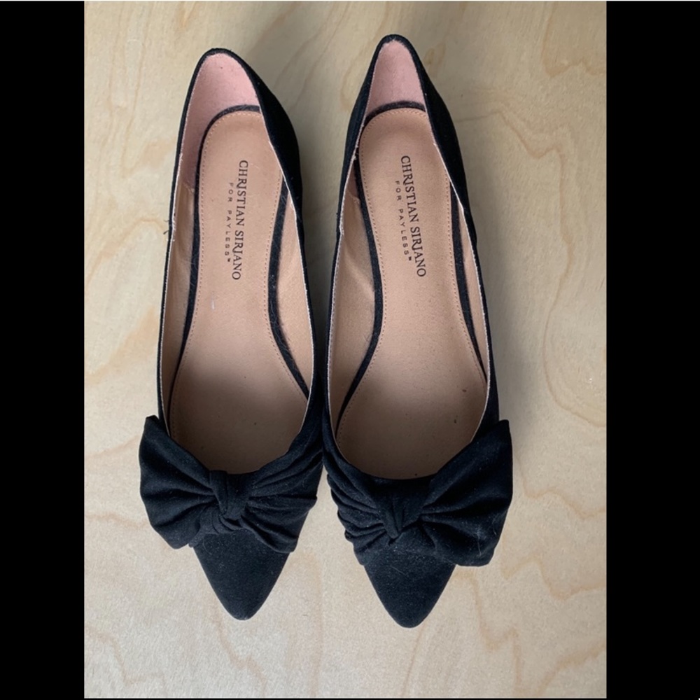 Black suede flats sz 8
